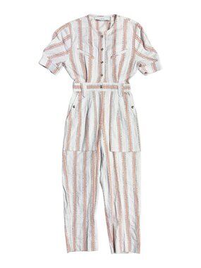 IRO Paris Pink & Metallic Vertical Stripe Cotton & Linen Blend Jumper (2)